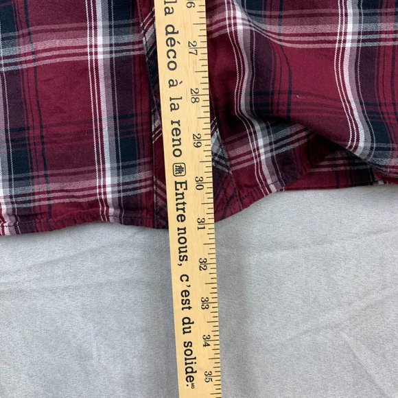 True Religion Men Shirt 2XL Red Plaid Western Snap Button Up Long Sleeve Pockets - Picture 8 of 10